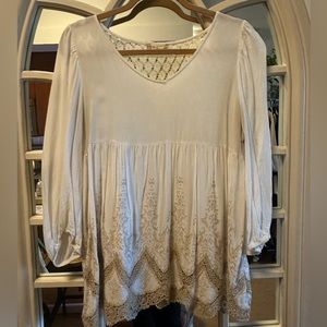 Altar’s State | White Top Long Sleeve | Gold Detail on Bottom